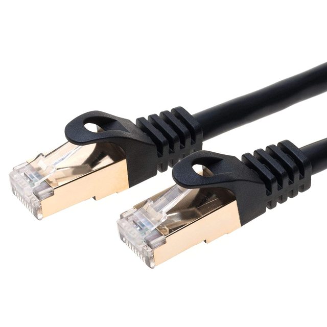 24K Gold RJ45 plug Cat6A Ethernet Patch Cable FTP Pure Bare Copper Wire 23AWG 0.5m 1m - 30m