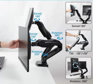 Zenom8 kép màn hình gắn kết bàn đôi 17-32 tùy chỉnh màn hình chủ dọc có thể điều chỉnh lập trình viên Bàn kệ máy tính gắn kết đứng - Product Image 1