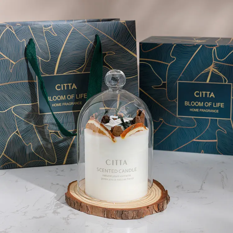 Velas perfumadas de cera de soja 90%, marca privada personalizada, fragancia de lujo con flores secas, venta al por mayor