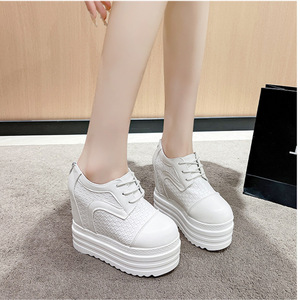 รองเท้าส้นเตารีดแบบผูกเชือกด้านหลัง หัวกลม สำหรับผู้หญิง ฤดูใบไม้ร่วง สไตล์ลำลอง พื้นหนา ไซส์ใหญ่ รองเท้าส้นเตารีดแบบสั้น - Product Image 5