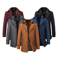 Manteau en laine chaud d'hiver pour homme, grande taille, col double, veste décontractée coupe-vent, vente en gros