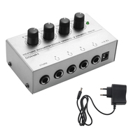 Amplifier Headphone Portable untuk Gitar Bass 8 4 Saluran Metal Hitam
