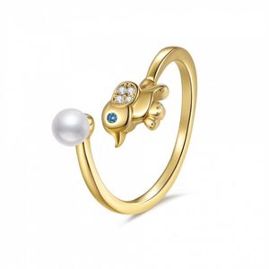 <b>Silver</b> Plated Gold Plated Cute Elephant Pearl <b>Ring</b> for Women Fine Jewelry Index Finger Open Size <b>Adjustable</b> Copper for Weddings - Product Image 6