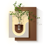 Hydroponique plante verte décorative bricolage Vase en trois dimensions grès applique murale haut de gamme peinture sur bois pour salon