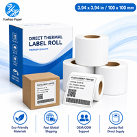Etiquetas Térmicas Blancas Largas de 100x100mm, Rollo de Etiquetas Térmicas Directas con Revestimiento Superior, Autoadhesivas para Códigos de Barras y Almacenes