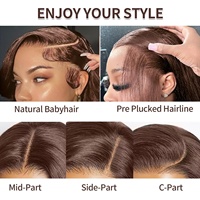 Perruques brunes chocolat roux en cheveux humains, perruque frontale en dentelle HD 13x4, perruque sans colle en cheveux humains brésiliens bruts, lisses comme des baguettes, effet ombré, fournisseur