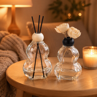 Bouteilles en verre vides pour diffuseurs à bâtonnets, en forme de gourde, avec bâtonnets en bois, pour huiles d'aromathérapie et décoration d'intérieur - Vente en gros