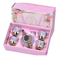 Service à thé en céramique plaqué or électrolytique, avec tasse et soucoupe à café résistantes à la chaleur, pour le bureau, coffret cadeau