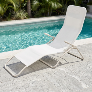 Chaise longue Est avec accoudoirs, inclinable manuellement, design pliable, structure en acier carbone pour plus de commodité - Product Image 3