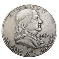 Réplique de la pièce de monnaie américaine Benjamin Franklin LIBERTY BELL en argent, demi-dollar, vintage, 1948-1963