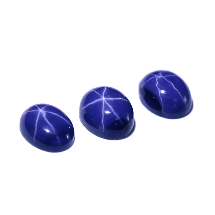 WuZhou Gems-corindón sintético, piedra de corindón, estrella, zafiro, corte ovalado azul, joyería