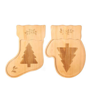 Plateau de Noël en bois massif, plateau décoratif pour desserts et fruits de fête, couleur naturelle, forme irrégulière - Product Image 1