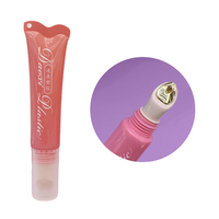 Tube cosmétique rose de 15 ml, tube de maquillage portable à presser avec trou de suspension, tête de massage en alliage de zinc doré pour crème pour les yeux et brillant à lèvres
