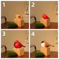 Animaux en bois sculpté décor d'oiseau sculpté Figurines d'oiseaux peints à la main petit oiseau décor à la maison