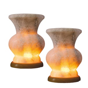 Florero de sal con lámpara, jarrón rosa de sal del himalaya pura con luz eléctrica - Product Image 2