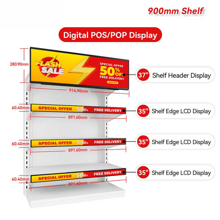 23 24 35 37 Supermarket Ultra Wide Strip Shelf Edge Advertising Digital