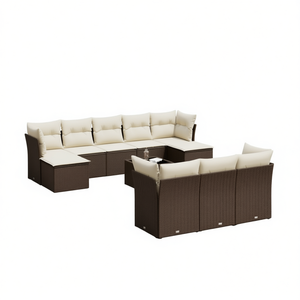 Ensemble de canapés de jardin modulaires en rotin PE brun, coussins en mousse haute densité, mobilier d'extérieur contemporain - Product Image 1