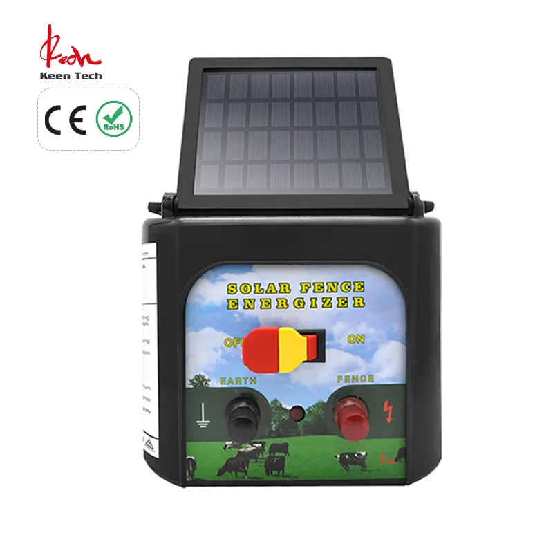 0.8J 10Km livestock Electric solar powered integrated solar fence animals electric energizer animal husbandry equipment