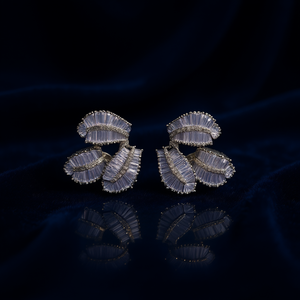 Boucles d'oreilles clous de luxe en or blanc et argent 925, serties de quartz arc-en-ciel et de cristal naturel, bijoux de fête pour femme - Product Image 2