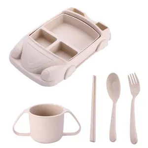 Groothandel Luxe Best Selling Biologisch Afbreekbare Baby Bamboevezel Gebruiksvoorwerpen Kids Bestek Servies Sets Servies