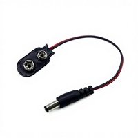 EParthub Clip de batterie 9V avec prise DC 5.5x2.1mm droite en forme de T pour projets électroniques