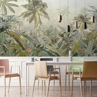 Papier peint mural 3D aux motifs de la forêt tropicale d'Asie du Sud-Est pour la décoration de la maison