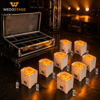 Lot de 10 projecteurs LED Par 6x18W 6-en-1 RGBAW+UV avec Flycase, sans fil, sur batterie, DMX512, télécommande WiFi, pour scène, DJ, fête, discothèque