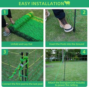 Rete Elettrica Verde <span class=keywords><strong>per</strong></span> Pollame, Recinzione Elettrica Portatile <span class=keywords><strong>per</strong></span> Polli e Animali con Filo in Polietilene Resistente - Product Image 6