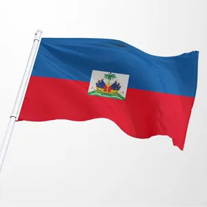 Bandera de Haiti, producto promocional, 3x5 pies, 100% poliéster con arandelas de latón, bandera Hayti, listo para enviar