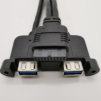 Kabel adaptor Panel depan Motherboard USB 3.0 3.0 USB 20Pin betina ke USB 3.0 ganda