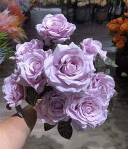 Ramos de <span class=keywords><strong>flores</strong></span> artificiales de seda blanca para boda, 9 cabezas, rosas, precio mayorista de fábrica, para decoración del hogar - Product Image 6