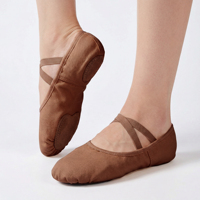 Chaussons de ballet professionnels en toile extensible 100% coton, souples, pour femmes et filles, sans lacets, semelle fendue, stock US, prix de gros