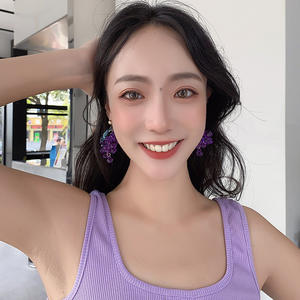 2021ใหม่หวานอะคริลิคใสแฟชั่นผลไม้ต่างหูสีม่วงองุ่นต่างหูสำหรับสุภาพสตรี - Product Image 3