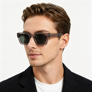 Lunettes de soleil carrées à monture large tendance avec logo personnalisé, verres PC marron UV400, durables, confortables, unisexes, pour adultes - Product Image 3