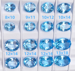 Topacio Azul Natural, Gema Suelta, Corte Ovalado, Piedra Azul Cielo de 6x4 mm a 10x8 mm para Joyería - Product Image 1