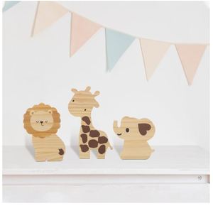 Décoration de chambre d'enfant sur le thème de la <span class=keywords><strong>jungle</strong></span> en bois personnalisée, 3 pièces, décoration de la <span class=keywords><strong>jungle</strong></span>, verdure, animaux, girafe, lion, éléphant, art - Product Image 2