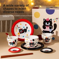 Ensemble de bols et assiettes pour chat, design adorable et de grande valeur, collection Cat Planet, vaisselle en coffret cadeau, compatible micro-ondes, Instagram