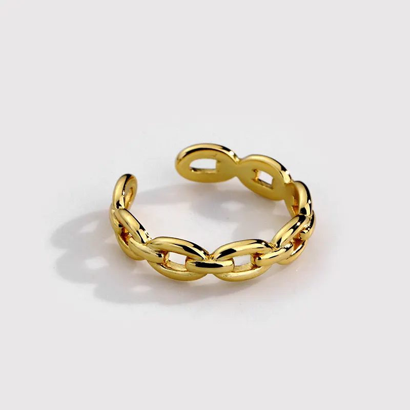 Ring Finger Ring Trending Gold Plated Finger Rings Women Jewelry 925 Silver Cuban Link Rings Adjustable