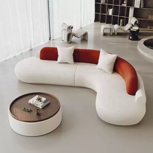 Canapé d'angle en L, une place, en PU et éponge, design minimaliste nordique italien, portable, pour salon, finition huilée - Product Image 1