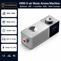 Diffuseur de parfum et enceinte musicale 2-en-1 60 ml en aluminium, Wi-Fi sans fil, 7 niveaux, horloge LCD, température, alerte huile, 300 m², OEM, argent, or, rose