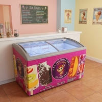 Congelador Comercial con Puerta de Vidrio Deslizante para Exhibición de Helados, Equipo de Refrigeración con Certificación ETL