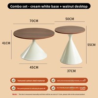 Table basse ronde en bois massif crème, style minimaliste moderne, multifonctionnelle et mobile pour petits appartements
