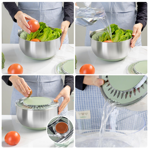 Multi-functional Stainless Steel Manual 5 Blades <b>Salad</b> Spinner Quick Dry Fruit Vegetable Dehydrated <b>Salad</b> <b>Tools</b> with Grater - Product Image 4