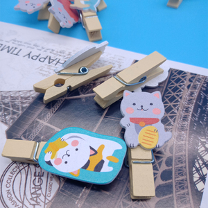 10 unids/pack lindo gato serie Clips de madera de la Oficina de la escuela suministros mensaje carpeta Festival Fiesta decoración tarjetas de foto Clips - Product Image 5