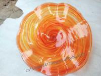 Panneaux muraux découpés au laser décoratifs de fleurs de couleur orange peintures en verre de Murano pour la décoration intérieure