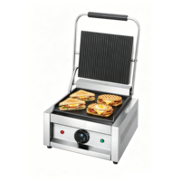 Grille électrique commerciale LIBERMANN en acier inoxydable antiadhésive avec contrôle de température pour panini, sandwichs et gaufres
