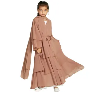 Vestiti di Eid abiti musulmani per bambini tre strati di Design Patchwork larghi musulmani vestiti per bambini per bambine abbigliamento islamico