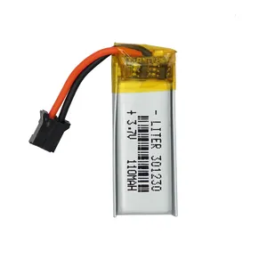 3.7V 110mAh 301230锂聚合物电池可充电电池，带PHR-2-BK连接器