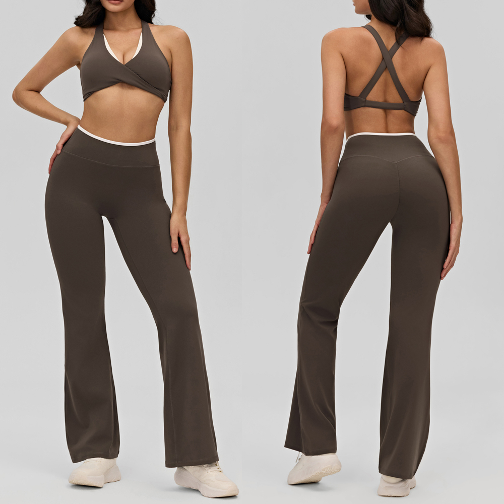 New Arrival High Quality Color Blocking 2 Piece Leggings Women Yoga Wear Sports Bra Gym Fitness Sets
