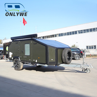 ONLYWE Remorque de voyage Petite caravane de camping caravane tout-terrain Style australien Remorque tout-terrain avec salle de bain